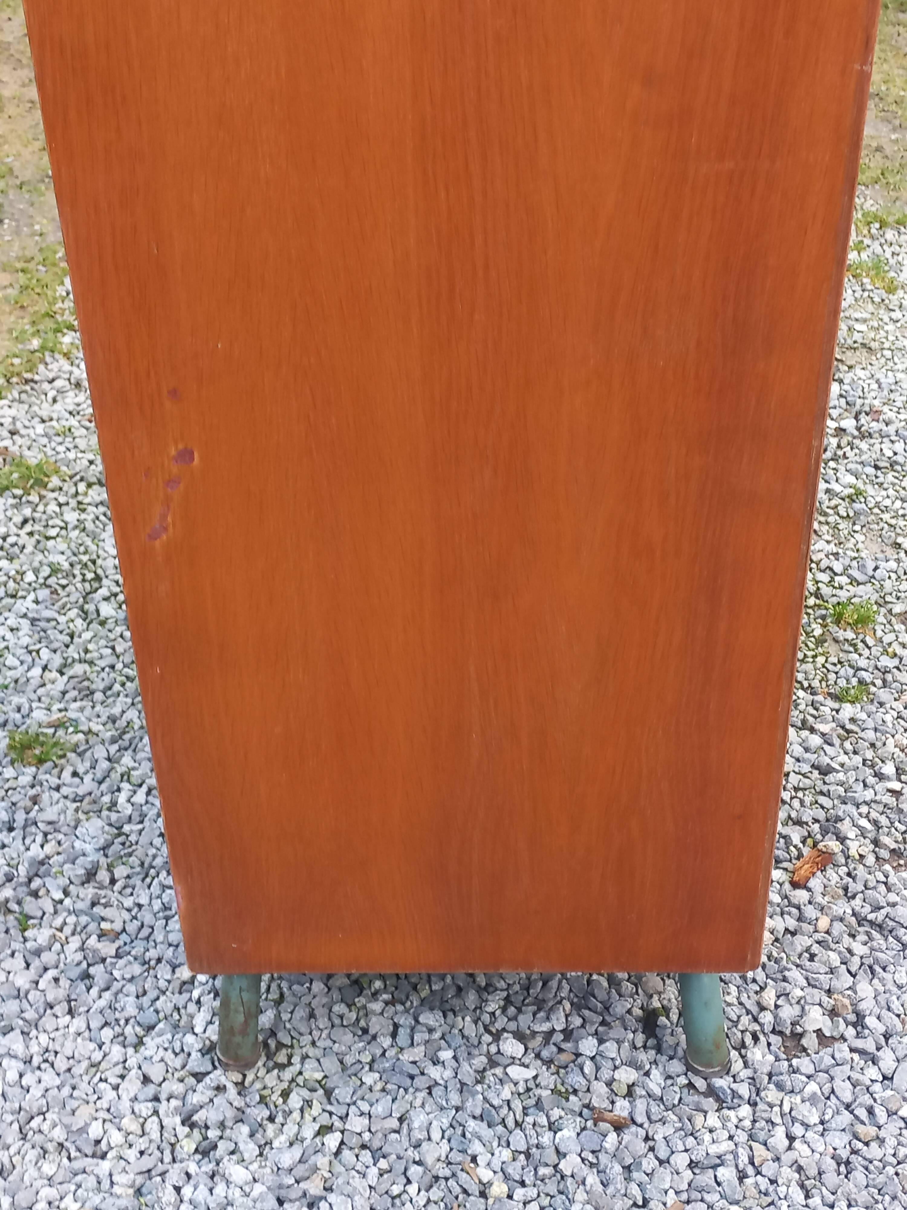 Vintage oak wardrobe with metal legs from the 1950s.