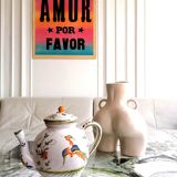 Teapot in earthenware bird of paradise Moustiers
