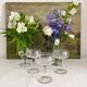 3 antique crystal champagne coupes with engraved decoration