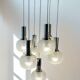 Vintage Doria Leuchten suspension with 7 cracked glass globes.