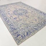 Vintage Blue & Sand Beige Large Persian Rug, 246x344Cm