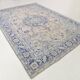 Tapis persan vintage bleu et beige sable, 246x344 cm