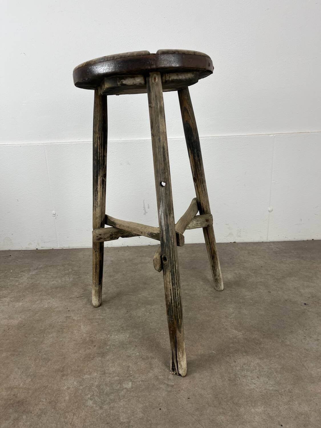 3 primitive stools, folk art