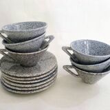 Set of 6 speckled cups & saucers
