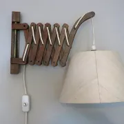 Large concertina scissor wall light in teak by Eric Hansen  Denmark 1960s
