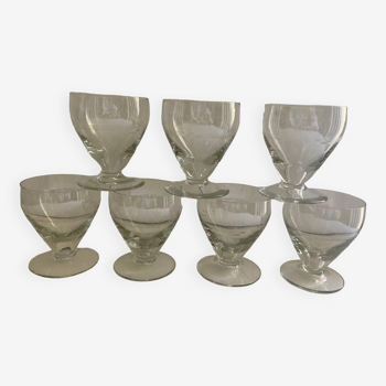 Set de 7 verres à vin gravés vintage 1950