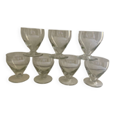 Set de 7 verres à vin gravés vintage 1950