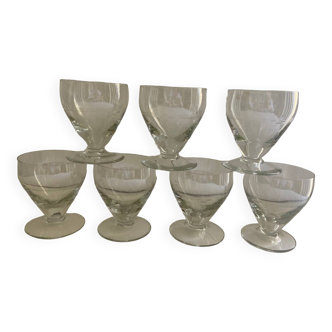 Set of 7 vintage engraved wine glasses 1950
