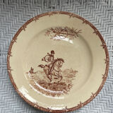 Flat plates iron earth hunting scene vieillard