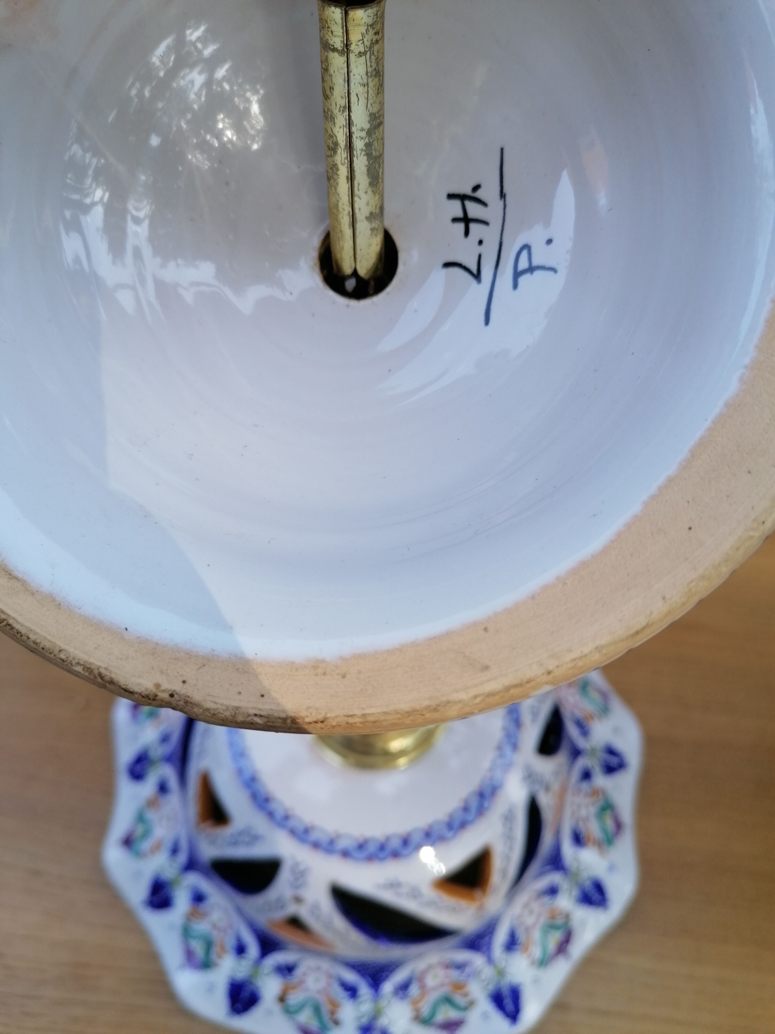Vintage hand-painted earthenware suspension