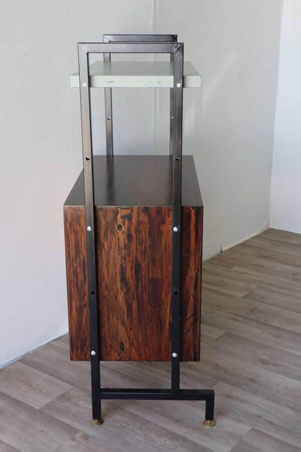 Unité de rangement vintage modulable en bois et métal - 1960