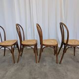 Set of 4 Vintage Thonet Style Dining Chairs: Bentwood Cane Seat, 1970s Bist