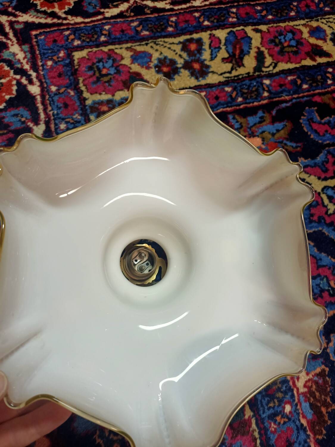 Beige opaline ceiling light in uraline