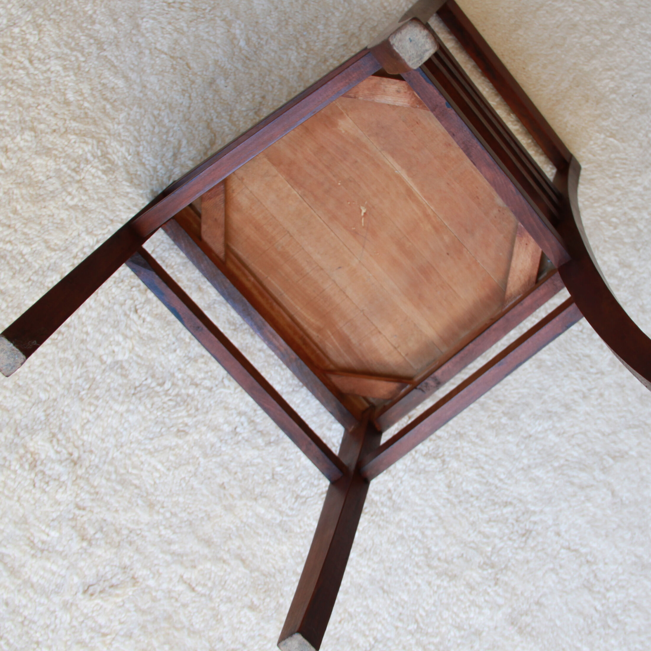 Set of 4 antique chairs waxed wood vintage bistro