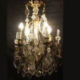 19th Century Crystal and Bronze Chandelier with Tassels
