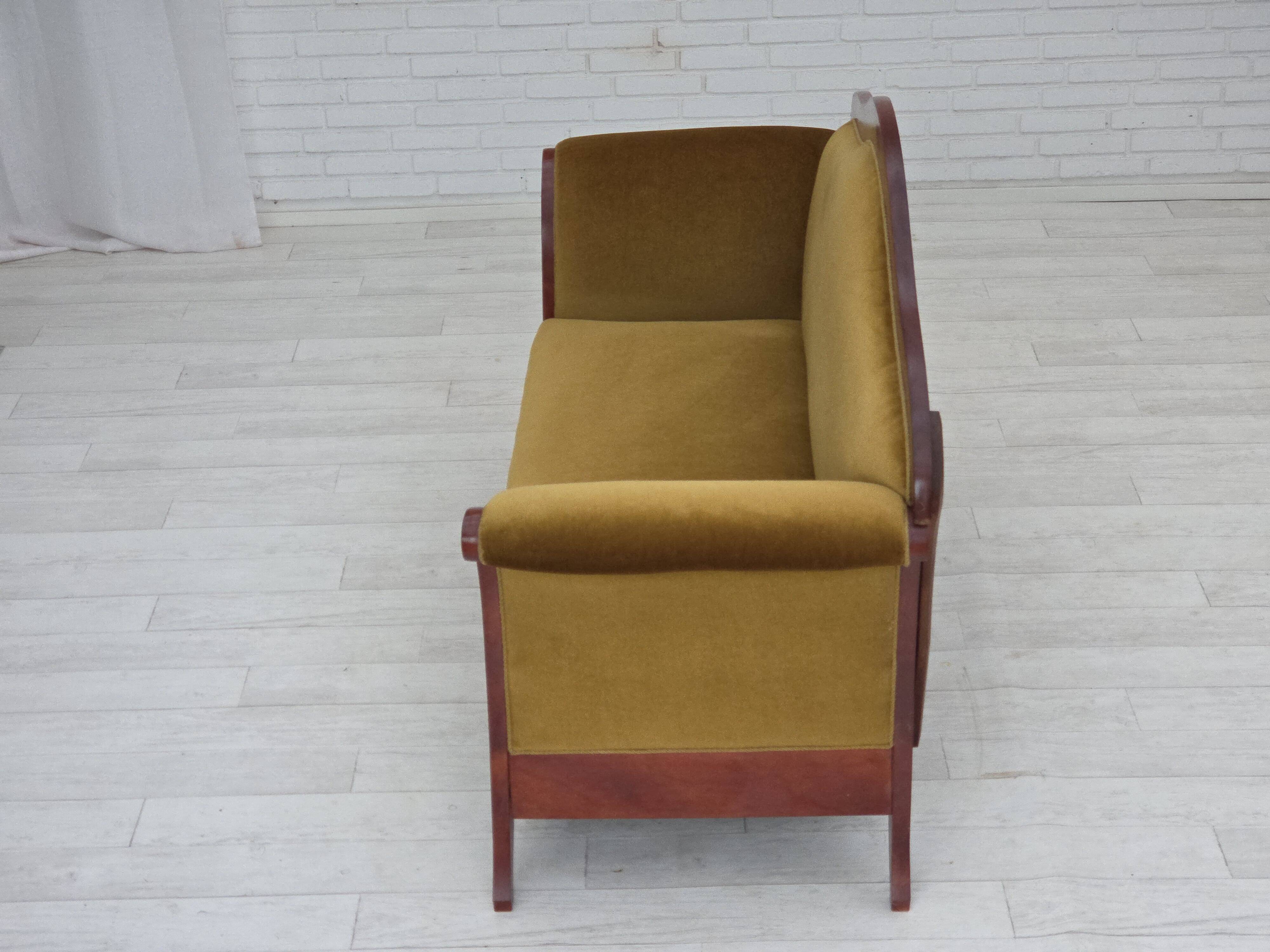 1950s, Danish 2-seater sofa in Biedermeier style, furniture velour.