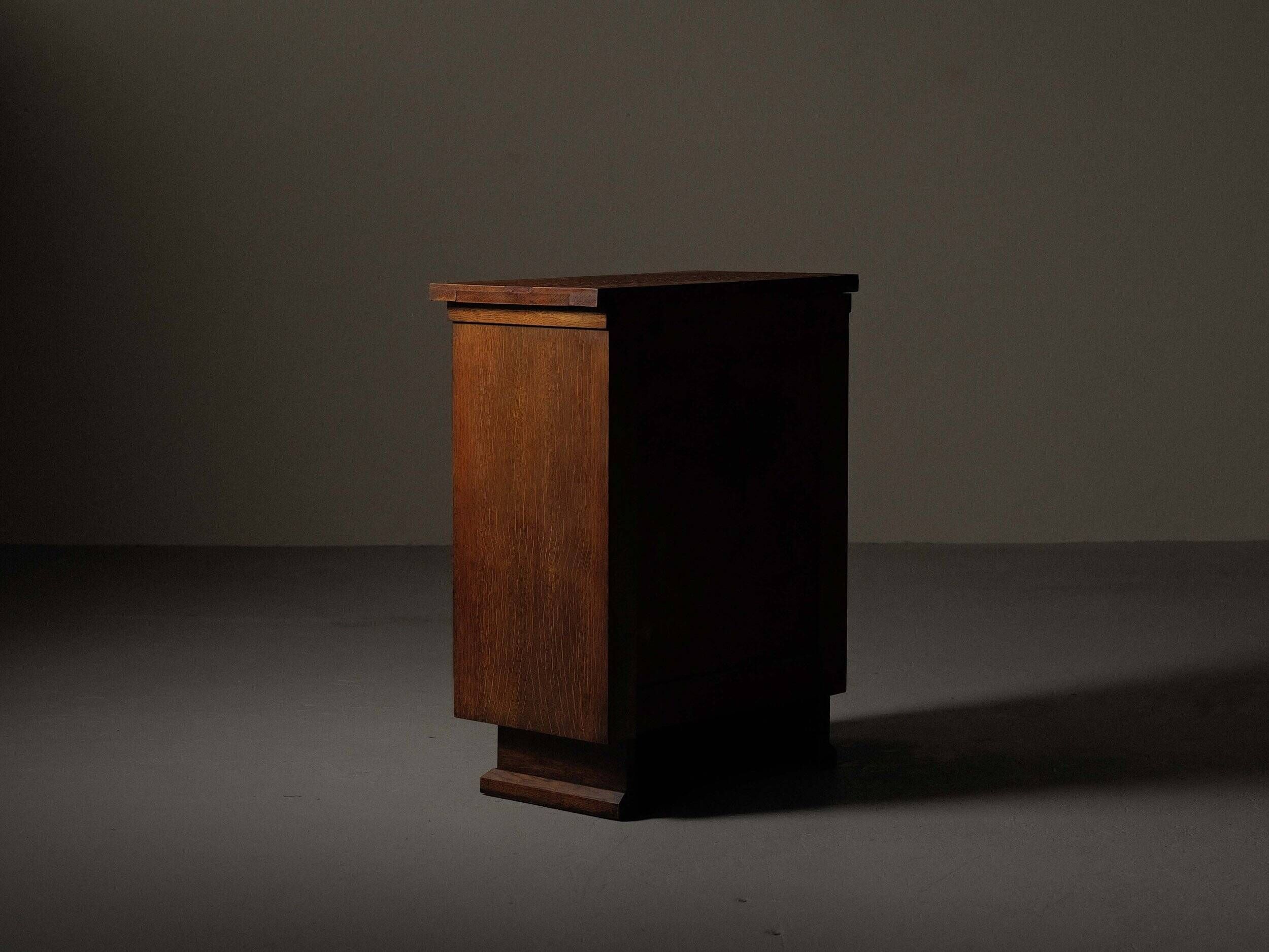 Modernist oak and leather furniture – France, circa 1940