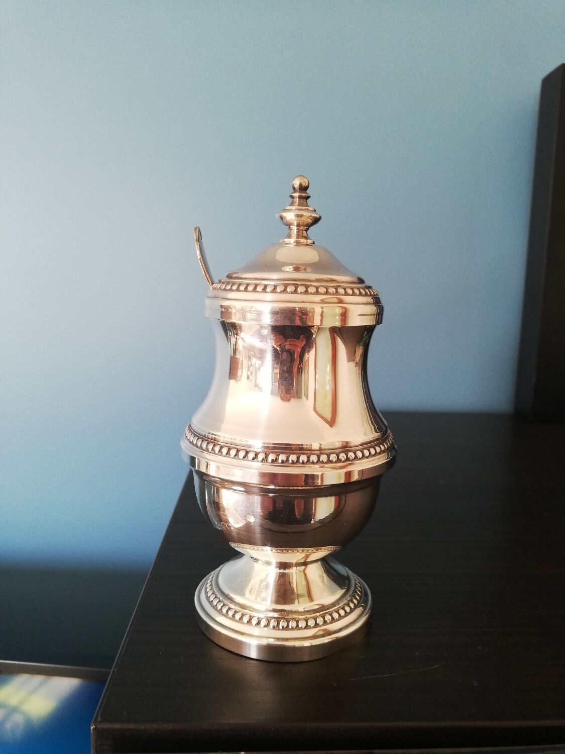 Silver-plated mustard pot