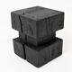 Ebonized solid wood sculptural stool / side table, Logniture