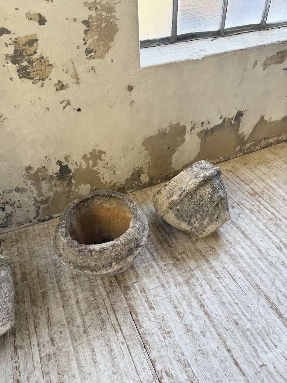 Trio of stone and cement planters, early 1900s