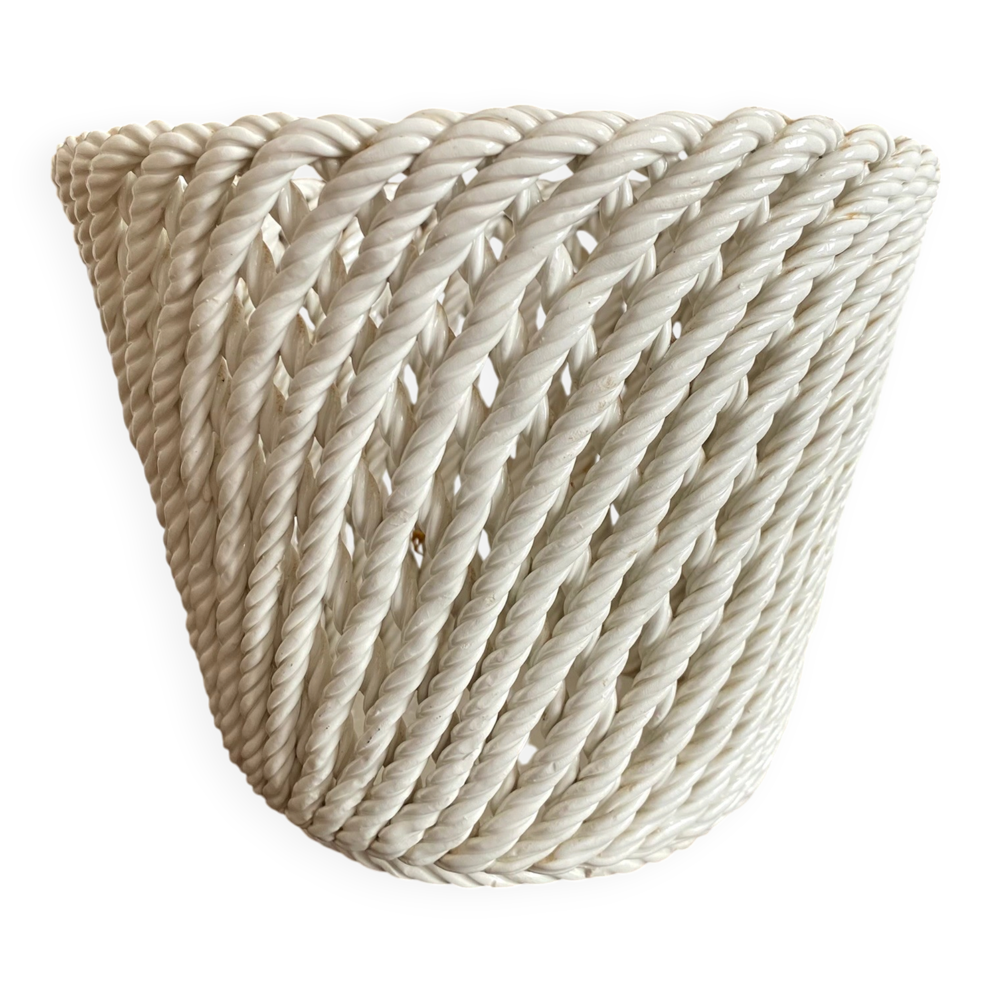 Woven ceramic plant pot