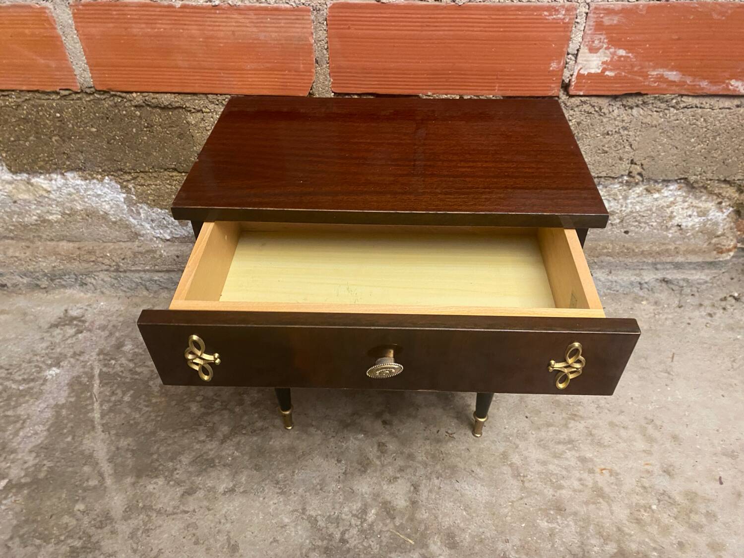 Antique bedside table. Furniture number 252. Wooden table. Wood La.