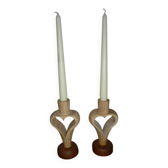 pair of heart candle holders