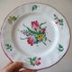 Kg luneville "réverbère" 6 flat plates earthenware hand-painted flowers ø25.5 cm