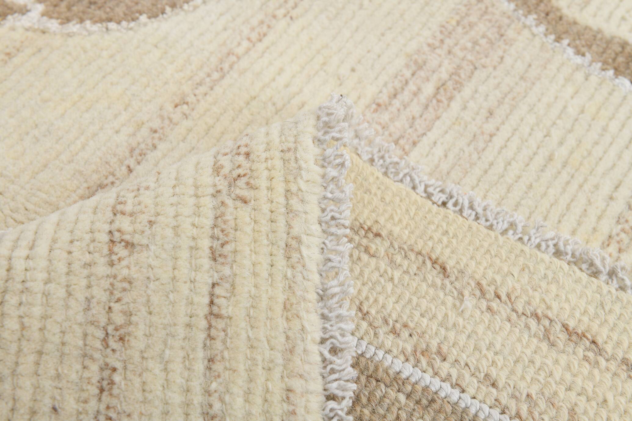 Turkish Cream & Brown Modern Vintage Rug, 179x273Cm