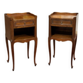Pair of Louis XV style bedside tables in cherry wood from the 1970s.