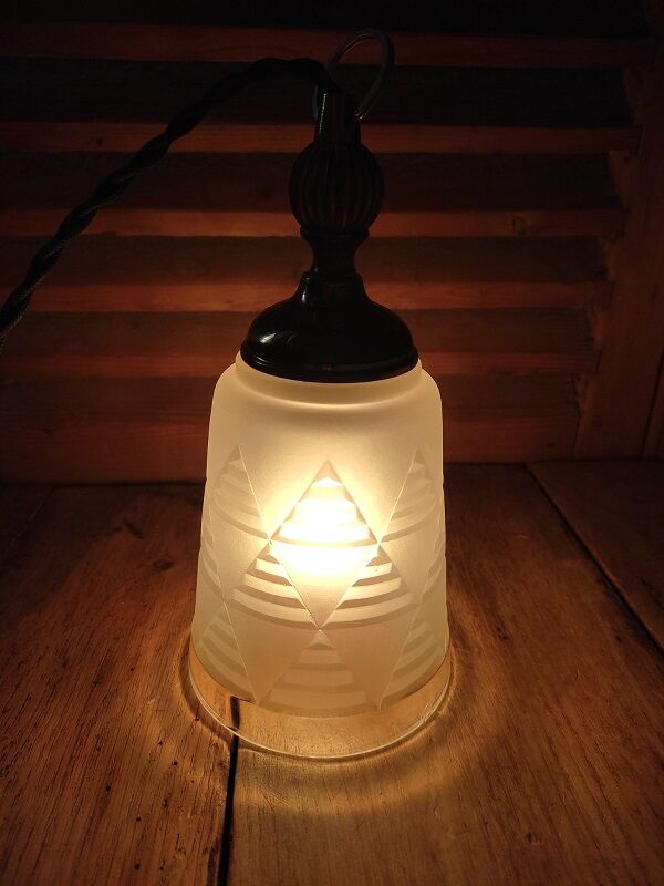 Walker lamp lampshade tulip frosted glass paste art deco