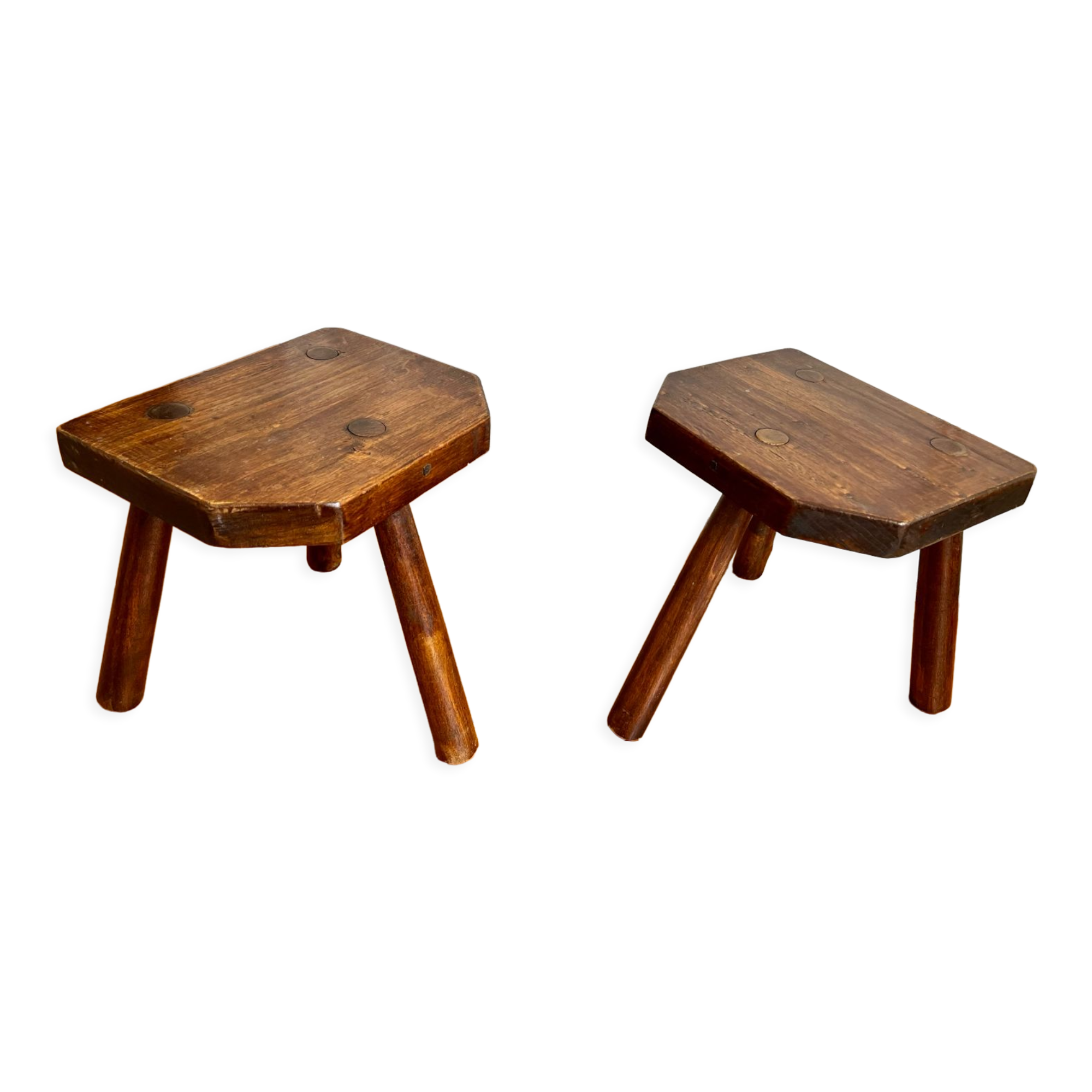 Pair of handmade tripod stools