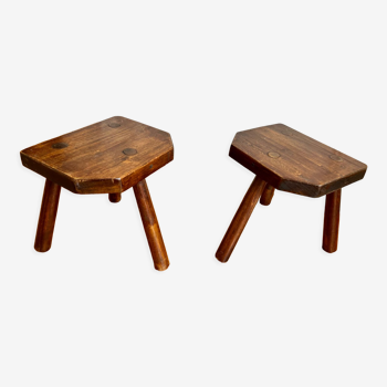 Pair of handmade tripod stools