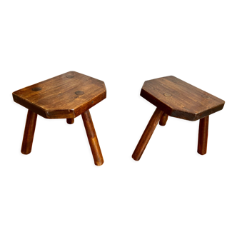Pair of handmade tripod stools
