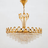 Gold Palwa Gilt Brass and Crystal Chandelier, Germany, 1970s