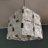 Glass faceted cube chandelier by Jaroslav Bejvl for Kamenicky Senov, year 1968