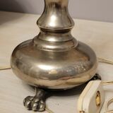 Pied de lampe métal argenté sur 3 griffes pieds de lion