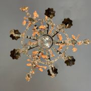 Bronze cage chandelier adorned with crystal drops, circa 1880