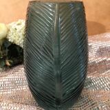 Green glass vase, leaf shape