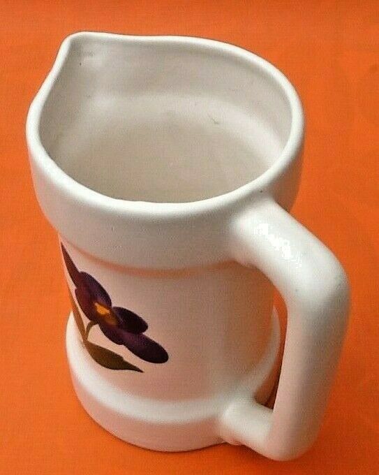 White pitcher floral decoration 70s P.L (Poet Laval)