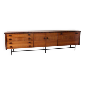 Vintage rosewood and metal sideboard circa
