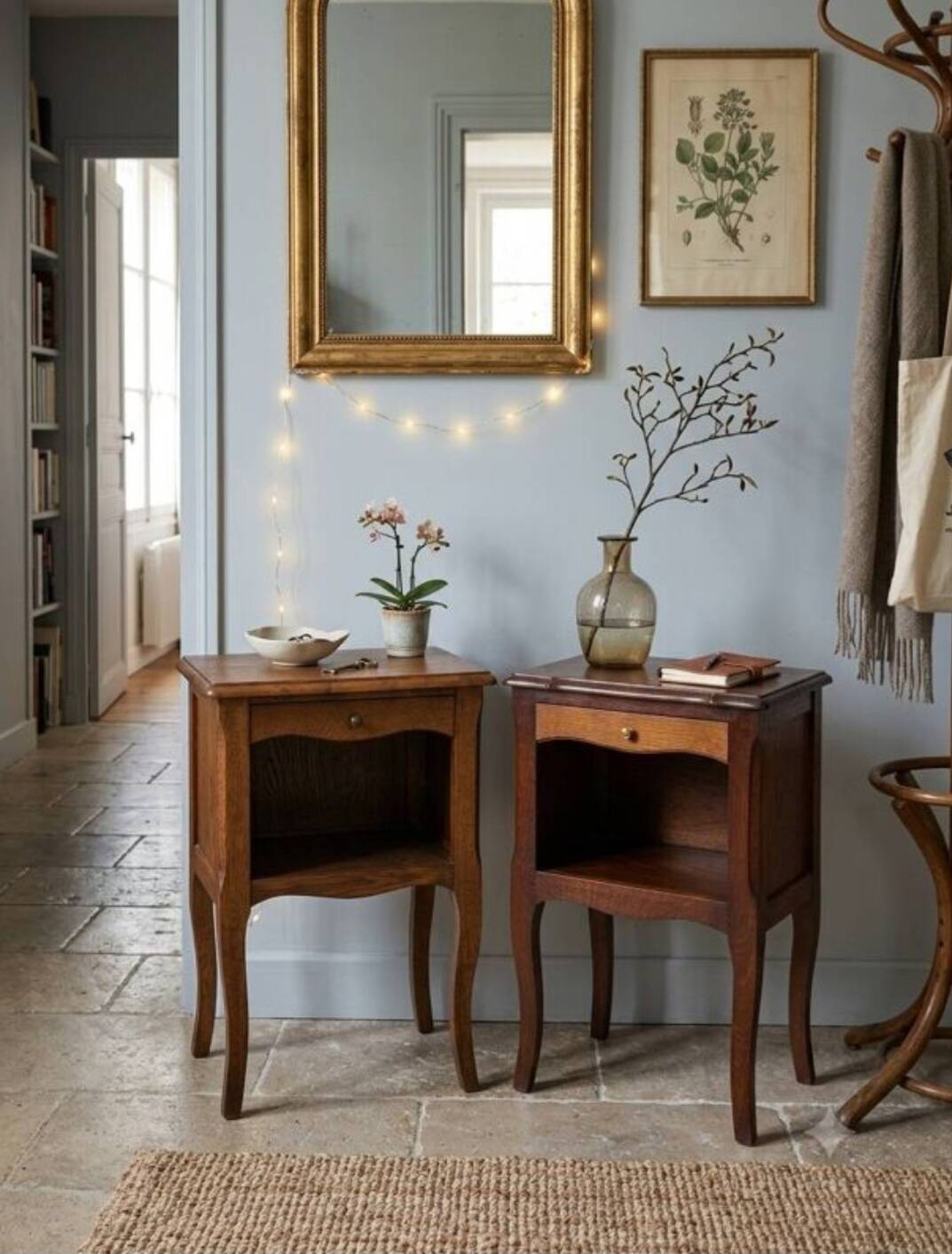 Paire de tables de chevet style Louis XV en chêne