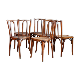 Lot 6 chairs bistro in wood, 30s