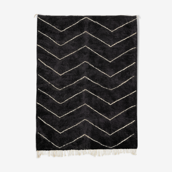 Tapis marocain moderne noir art contemporain 280x370cm