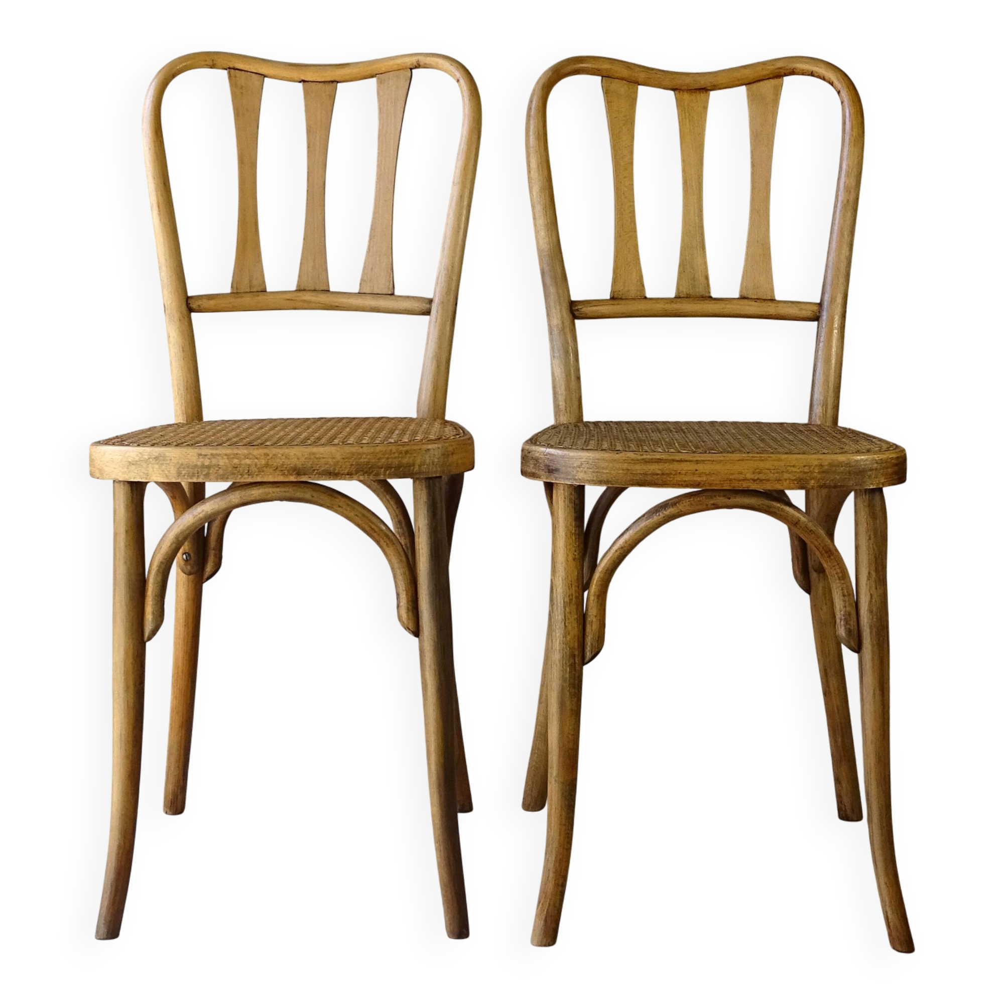2 caned bistro chairs, Horgen Glarus (Switzerland), around 1925 - no Thonet.
