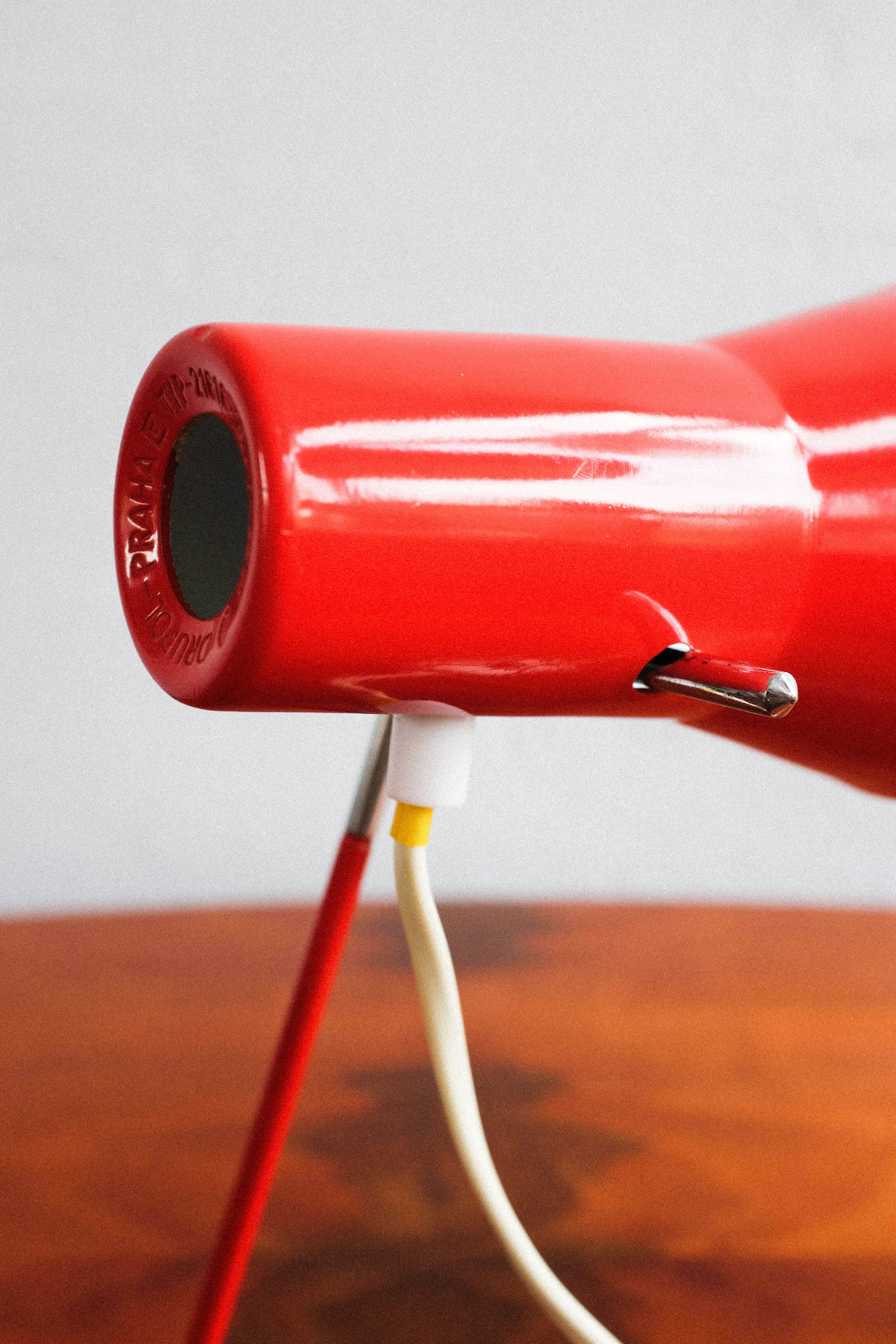 Vintage czechoslovakian red table lamp Drupol 21616, 1960s