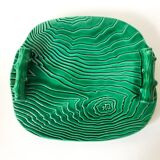 green ceramic tray with bamboo effect from the 1950s