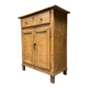 Old marbled ochre yellow French farmhouse cabinet
