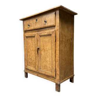 Old marbled ochre yellow French farmhouse cabinet