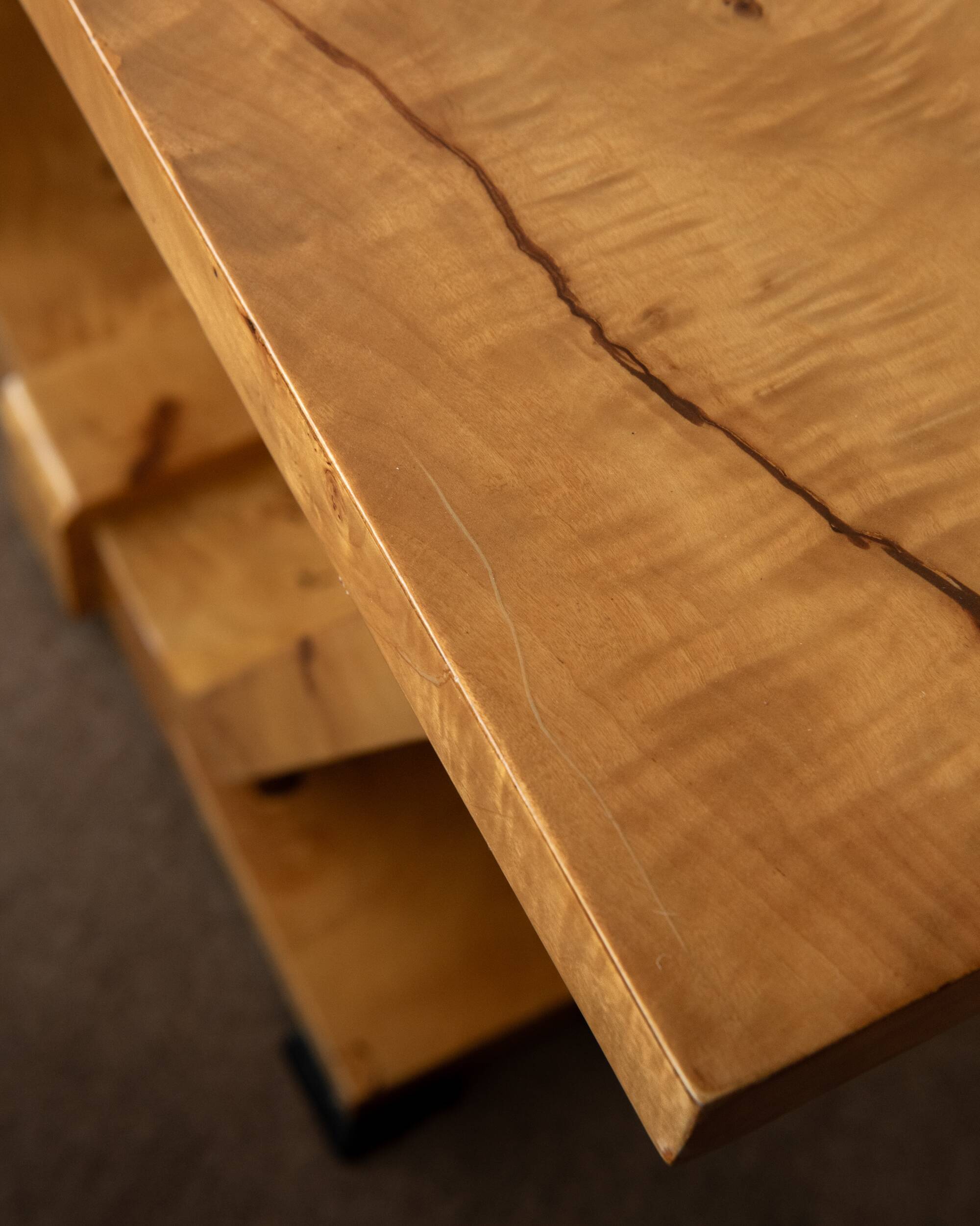 Art Deco Revival Burl Console Table, 1980s-1990s